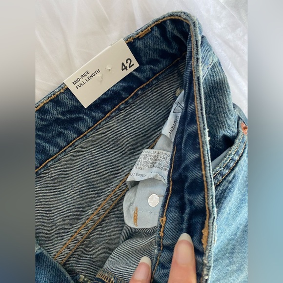 Zara Mid Rise TRE Loose Fit Long straight leg Jeans Blue size 32 US 10 NWT - Picture 15 of 16